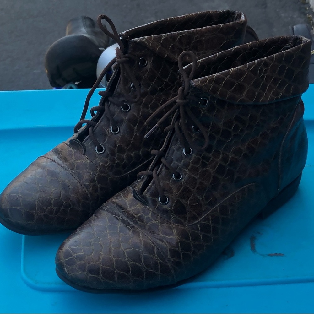 Comfortview 35-1676-2 Women Brown Sneak Print Ankle Boots Size 10W